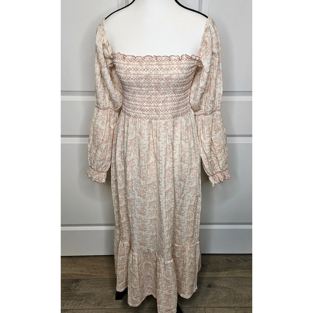 Nothing Fits But Smocked Bodice Dress Maternity New Mom Longsleeve Size M/L Midi